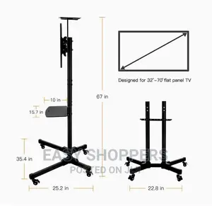 Mobile Tv Stand With Wheels Shelves 32-70 Inches Tv