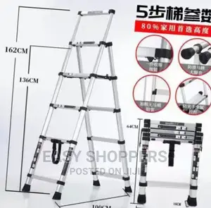 Telescopic Ladder Extension Foldable Aluminum (Size : 66.5IN