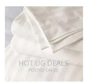 6x6 Egyptian Stip Double Cotton-satin Bed Sheets. - Cream