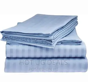 5x6 4pxc Egyptian Stip Double Cottonsatin Bed Sheets -blue