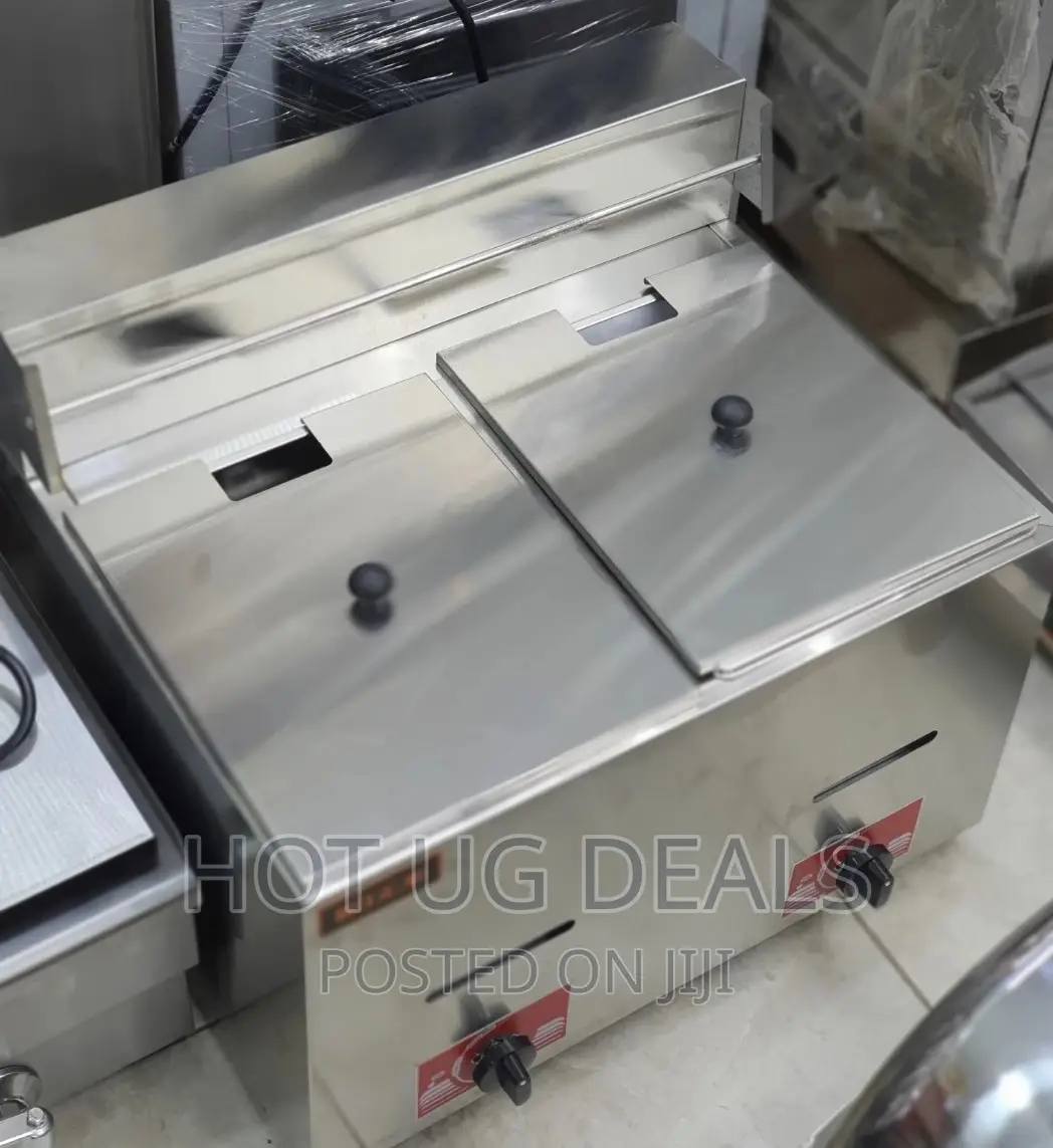 Double Gas Deep Fryer - Silver. Uses Gas
