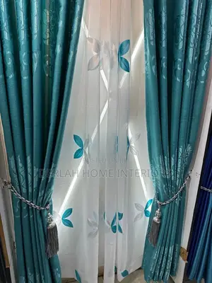 High Quality Sky Blue Curtains With Matching Net