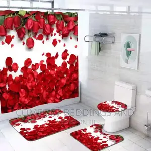 Toilet Mat Set With Shower Curtain