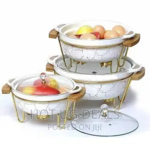 3pcs Ceramic Food Warmer Chafing Dish Casseroles for Food