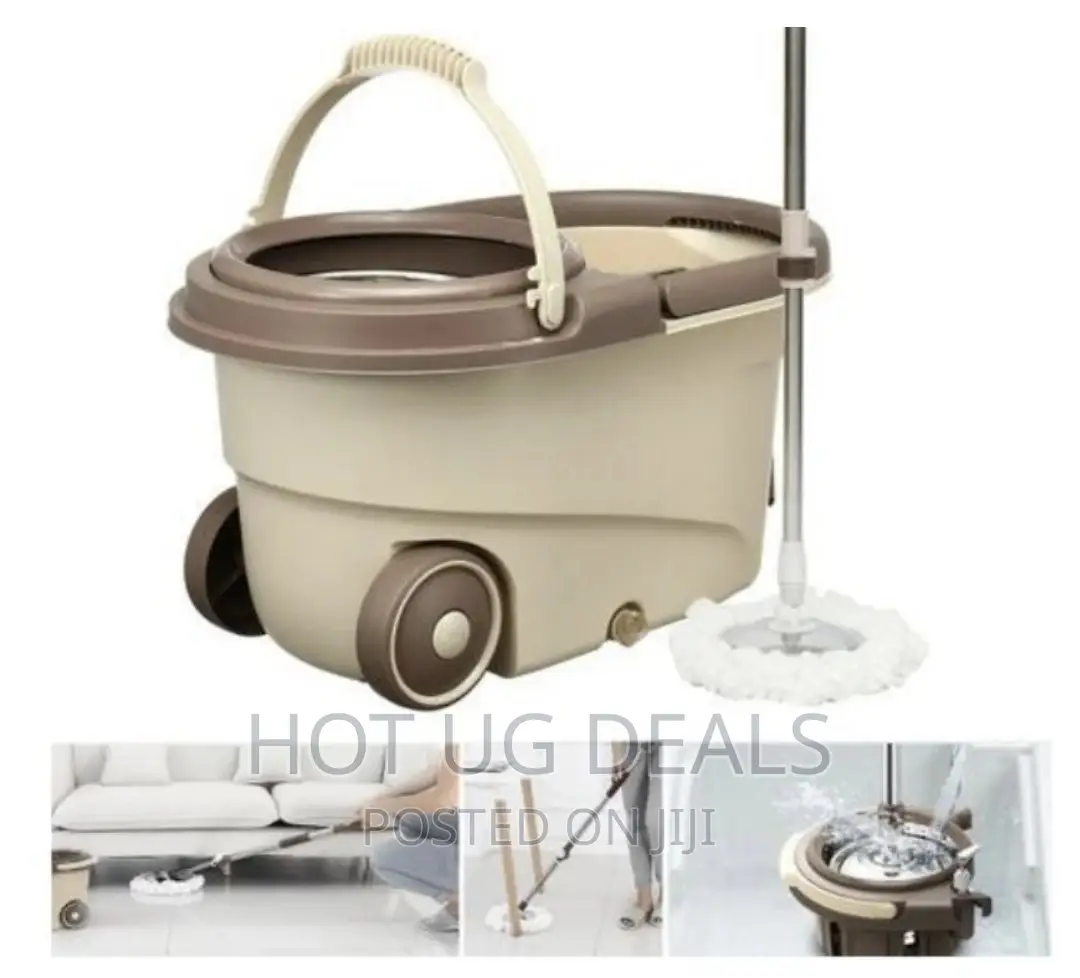360 Detachable Mop Bucket Set With Wheels Spin Head Noozle