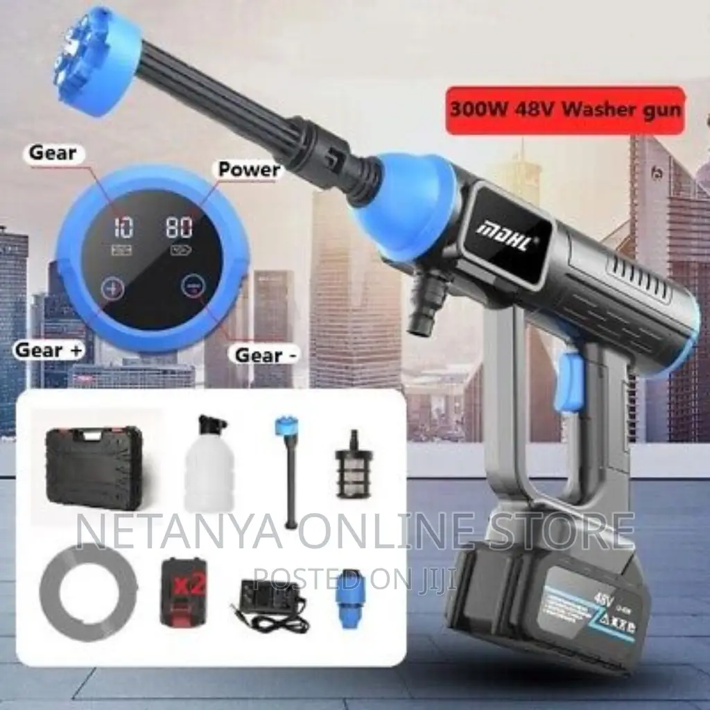 Portable Cordless Car Washer Gun With 6 Nozzles