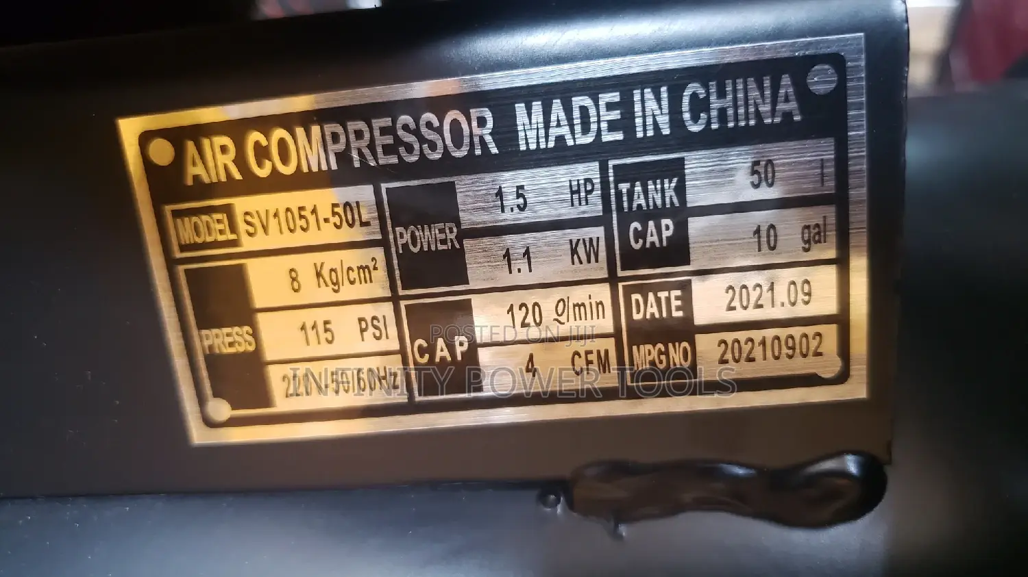 Compressor 50l, Belt Driven, Single Piston