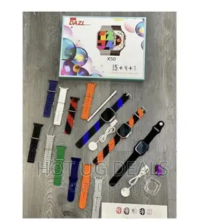 Smart Watch With 13 Strap and Watch Protection Cover,- Multi