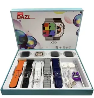 Smart Watch With 13 Strap and Watch Protection Cover,- Multi