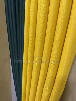 Yellow Mixed With Forest Green Curtains