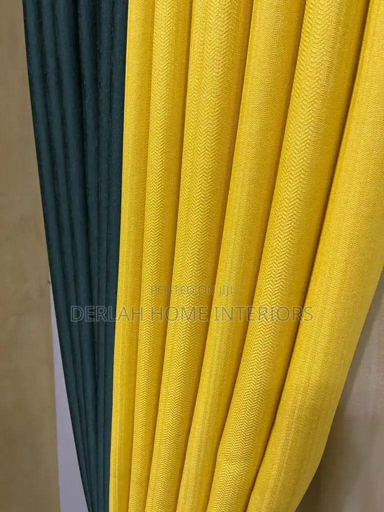 Yellow Mixed With Forest Green Curtains