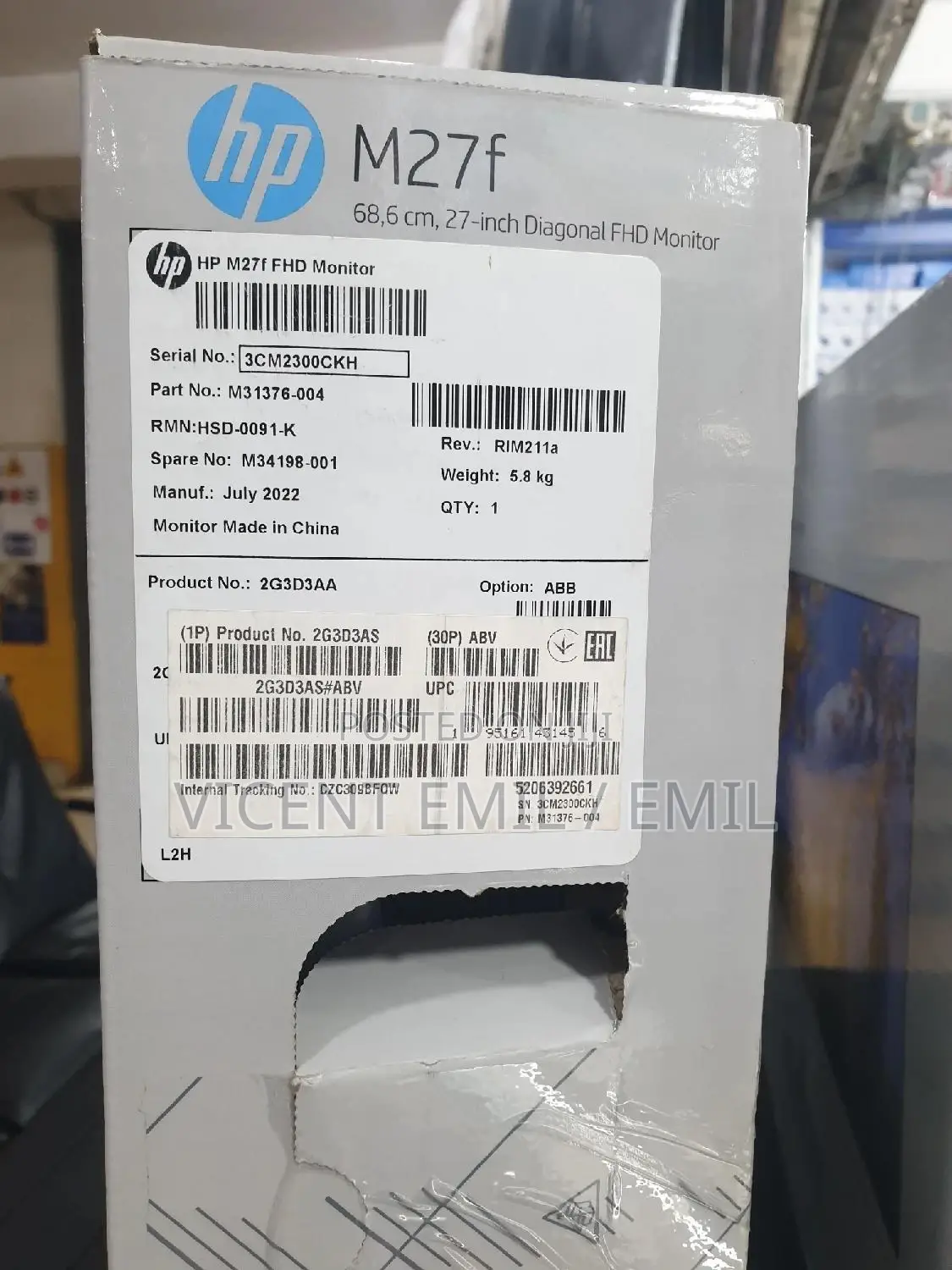 Hp IPS Monitor M27F Brand New