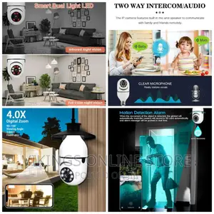 Bulb Light Camera CCTV Home Security IP Wifi Wireless VR 360
