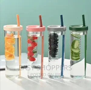Water Bottle With Straw Fruit Infuser Cup Lemon Filter