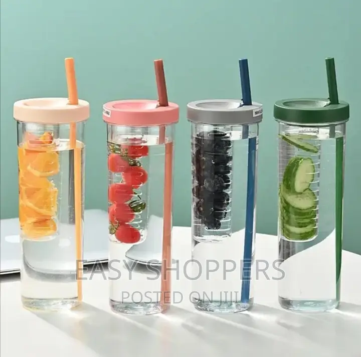 Water Bottle With Straw Fruit Infuser Cup Lemon Filter