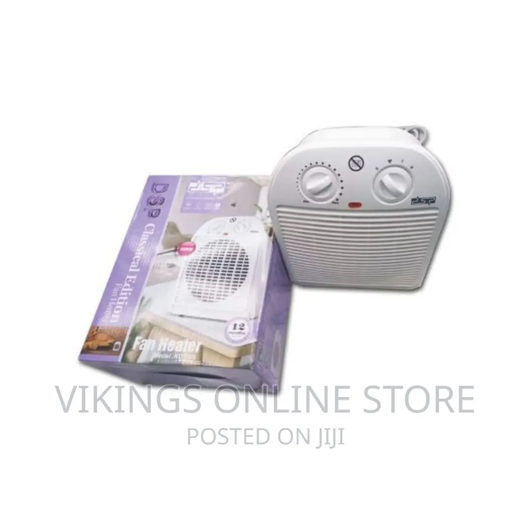 Table Fan Heater With Adjustable Thermostat - White