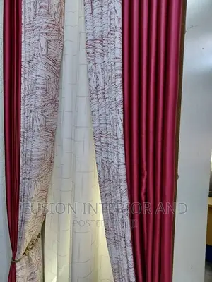 Plain Maroon and Hexagon Maroon Curtains