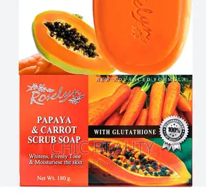 Roselyn Papaya Carrot Scrub Soap 180g Exfoliating Soap