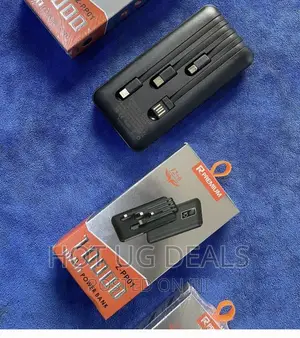 Premium Power Bank 10000mah With 4 Multi Cables -Black
