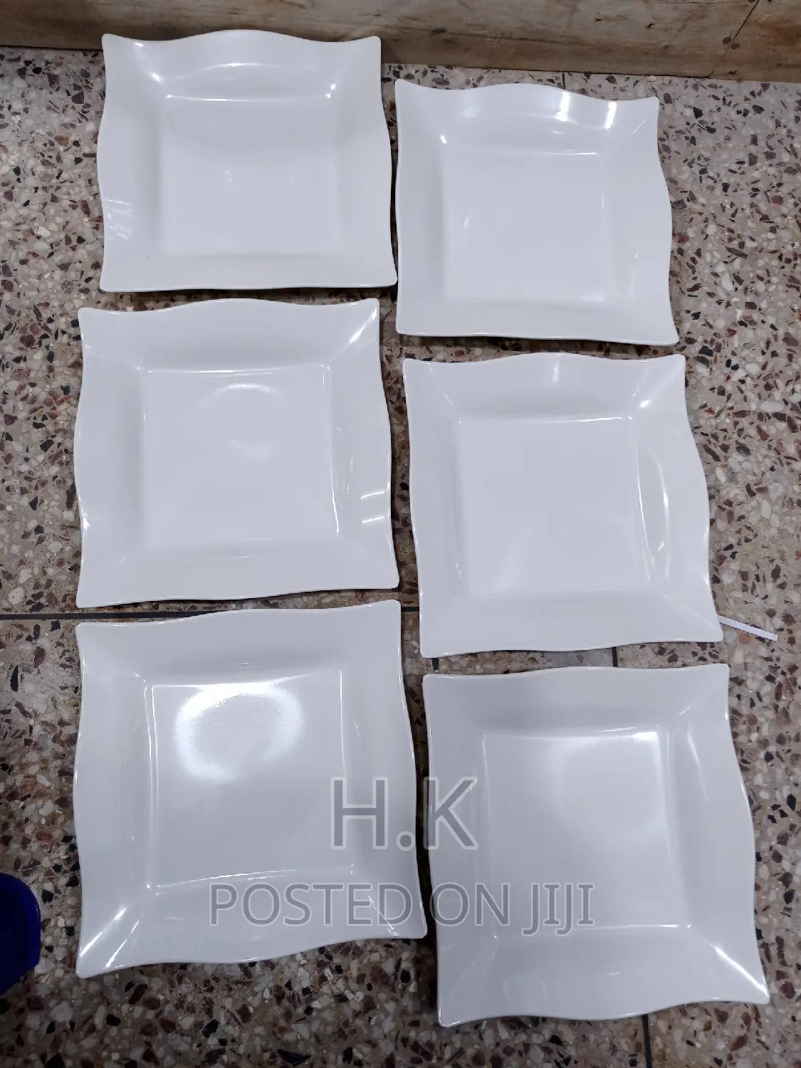 6pcs White Square Melamine Plate