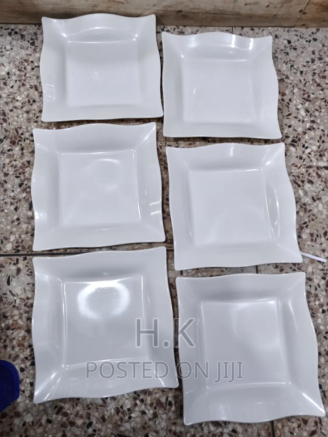 6pcs White Square Melamine Plate