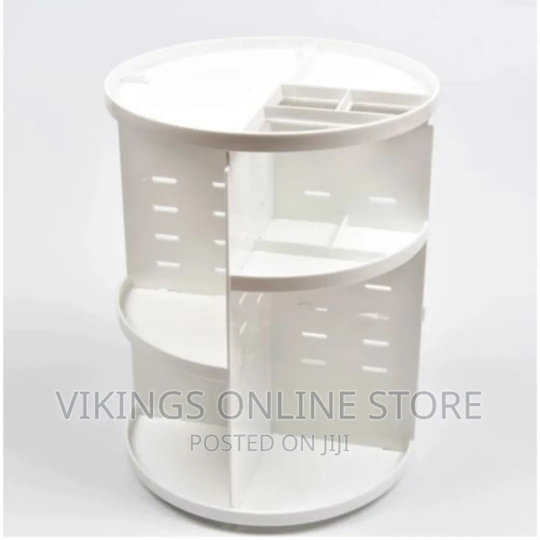 Rotating Adjustable Makeup Organizer - White