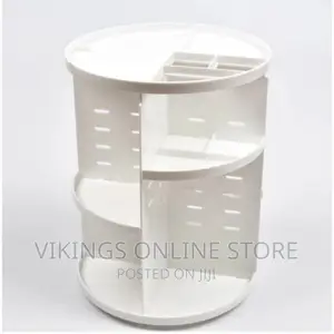 Rotating Adjustable Makeup Organizer - White