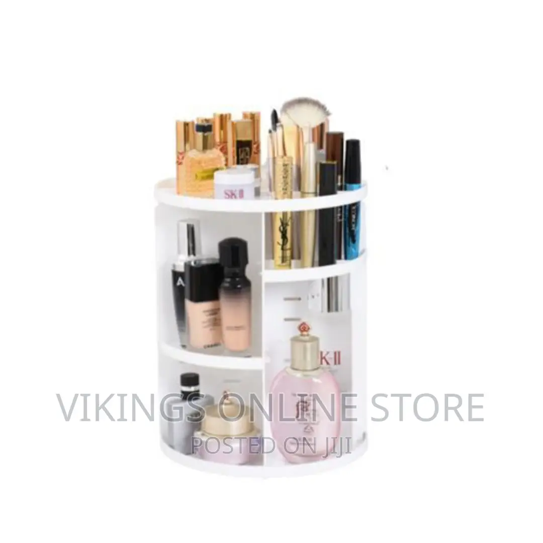 Rotating Adjustable Makeup Organizer - White