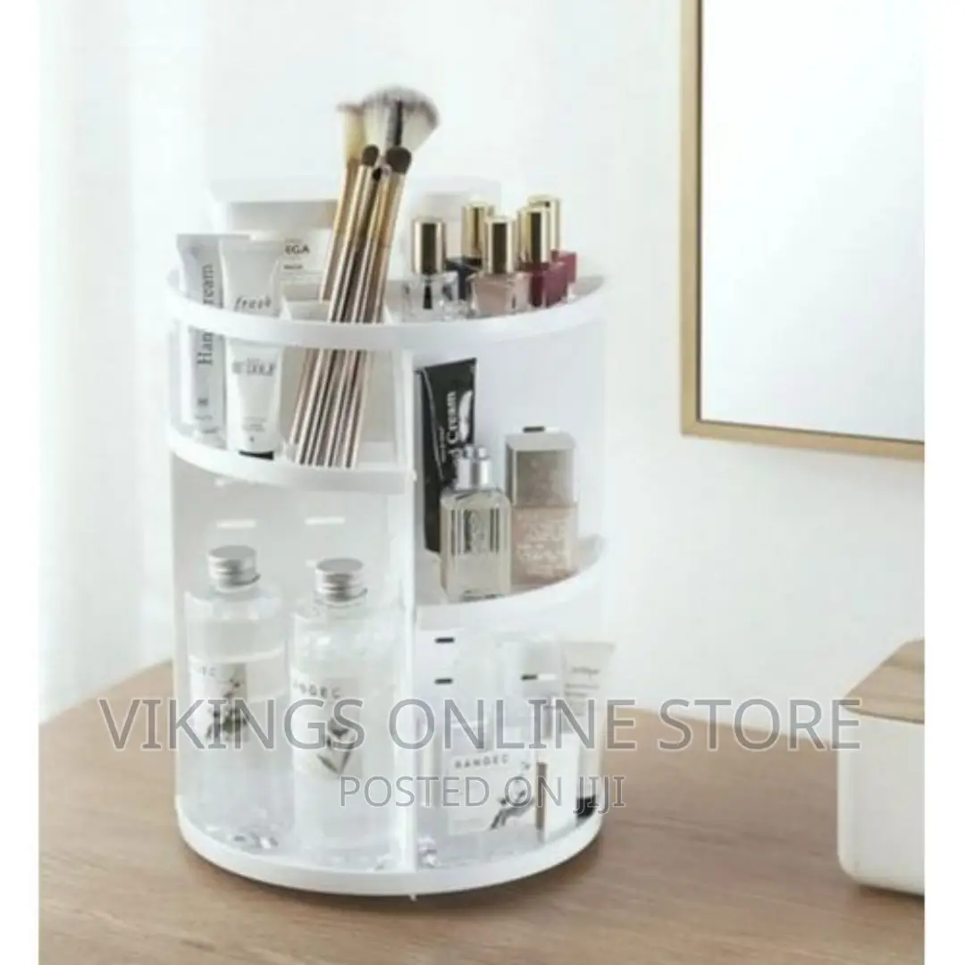 Rotating Adjustable Makeup Organizer - White