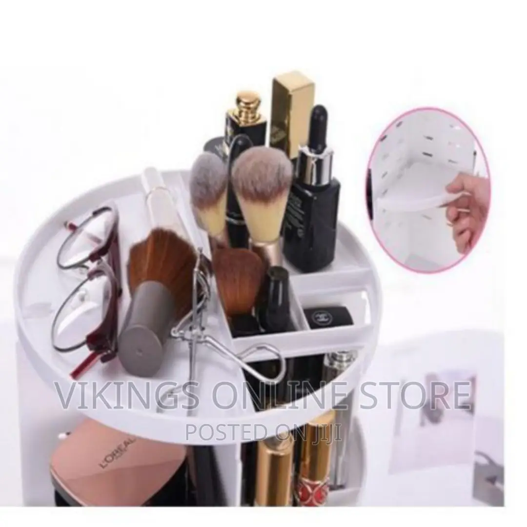 Rotating Adjustable Makeup Organizer - White