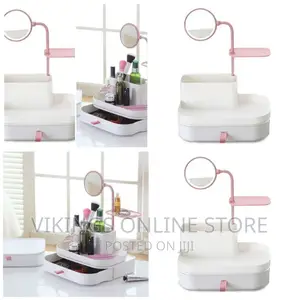 Makeup Organizer With Rotatable Mirror, Cosmetic, Jewelry