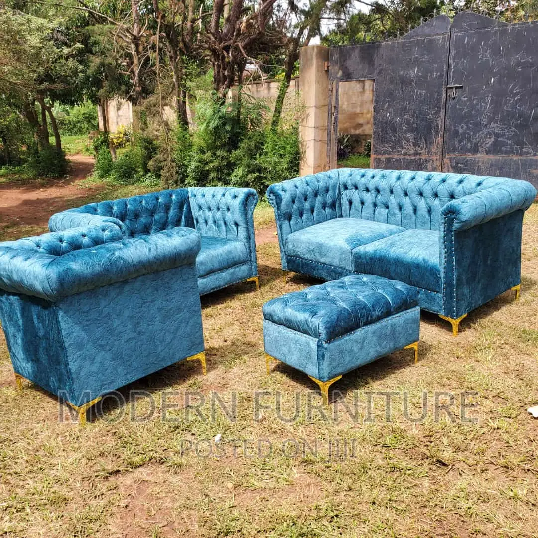 Sofa Set of 6 Seaters Blue Call
