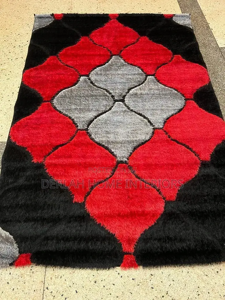 Red ,Grey and Black Fluffy Carpets