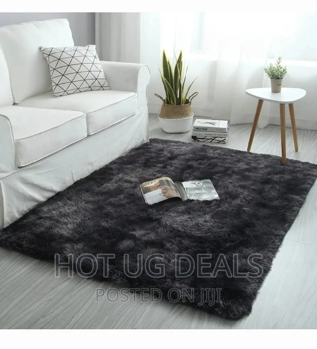 Flufffy/ Woolen Carpet/Area Rug 1.6m*2m - Dark Grey Patched