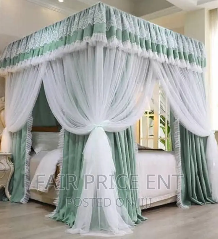 Vip Four Stands Mosquito Net With Curtains.6x6 (White)