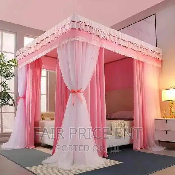 Vip Four Stand Rail Net With Curtains .6x6.( Pink)