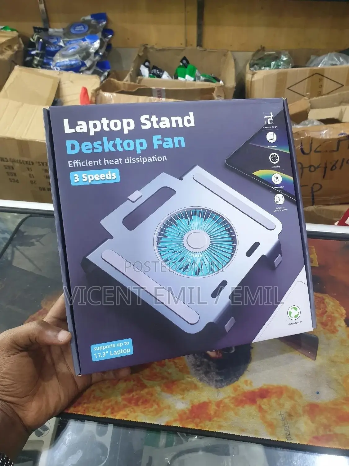 Laptop and Tablet Stand With a Cooling Fan