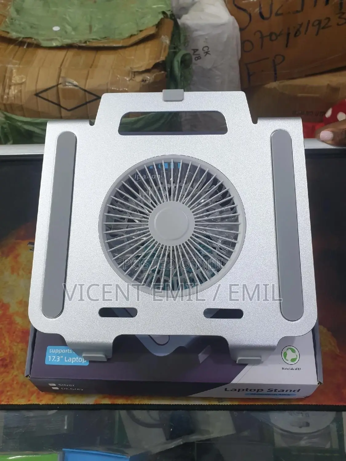 Laptop and Tablet Stand With a Cooling Fan