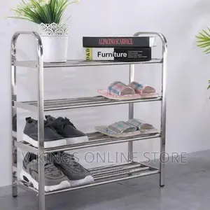4layer Stainless Steel Shoe Rack-Silver