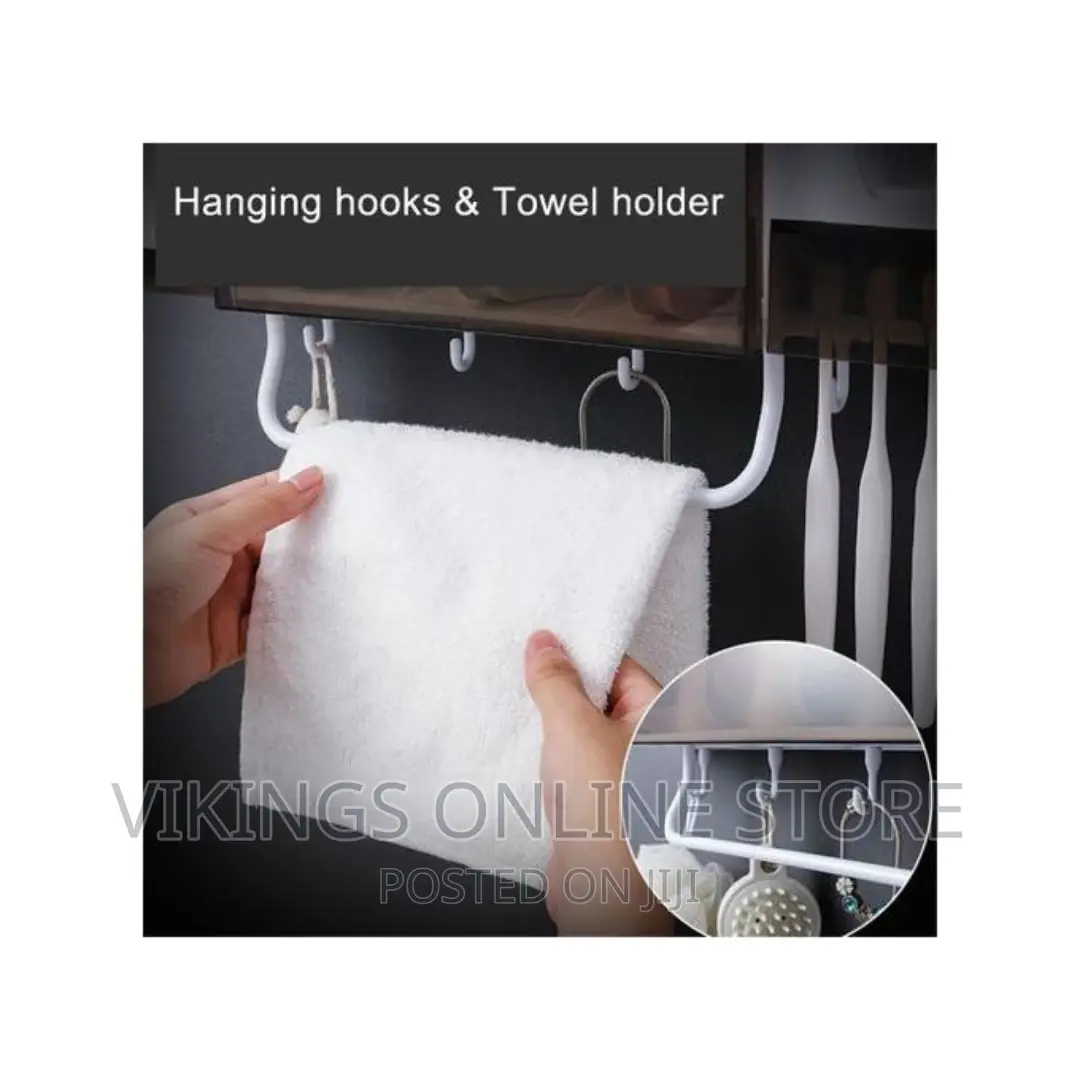 Wallmount Toothpaste Dispenser, Organizer, Towelrack 4cup