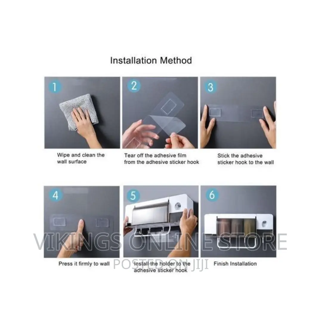 Wallmount Toothpaste Dispenser, Organizer, Towelrack 4cup