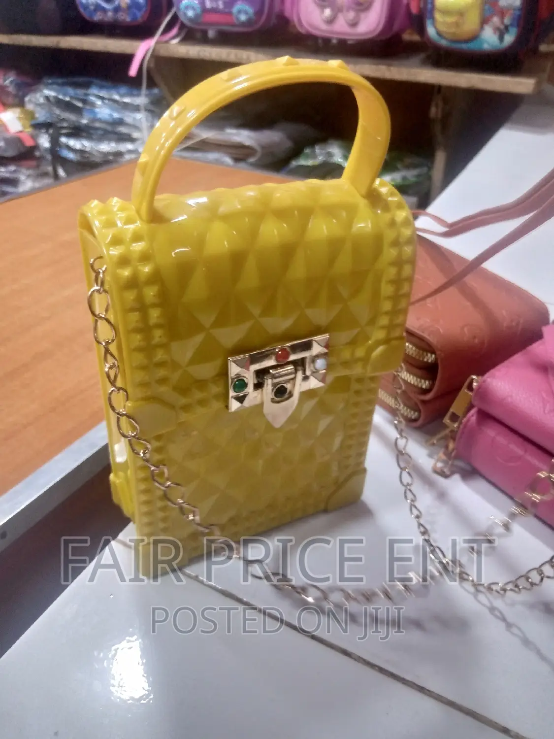 Classy Chain Ring Handbag.( Yellow)