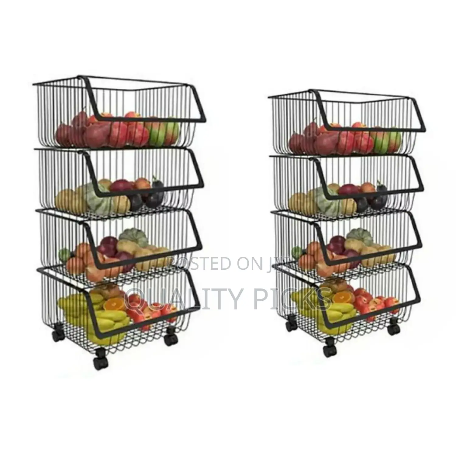 Kitchen Metallic Vegetable Storage Rack Organizer