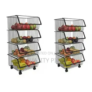 Kitchen Metallic Vegetable Storage Rack Organizer