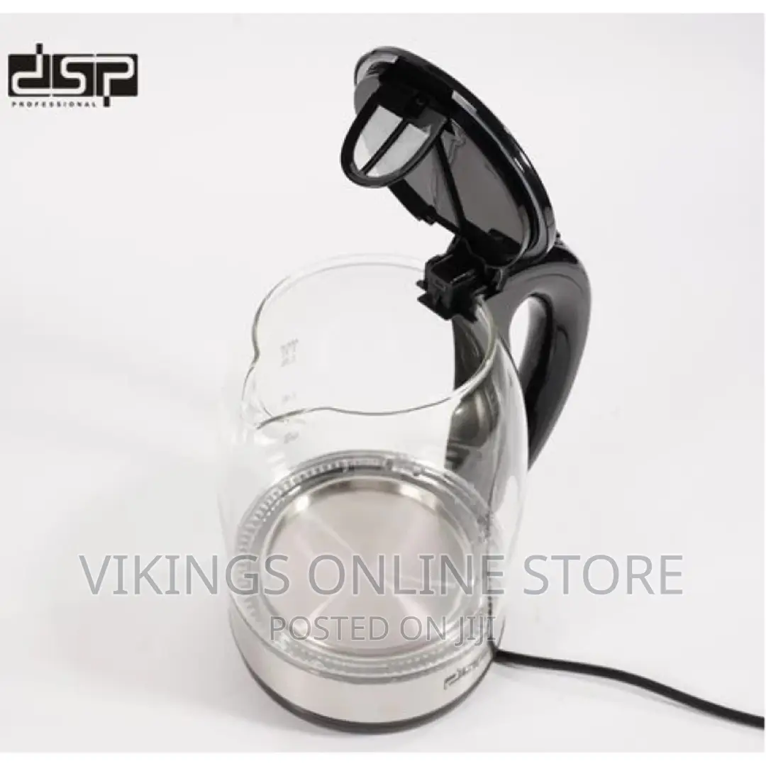 DSP 1.7 Litre Glass Electric Boiling Kettle – Silver