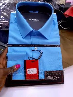 Sky Blue Men Cotton Shirts
