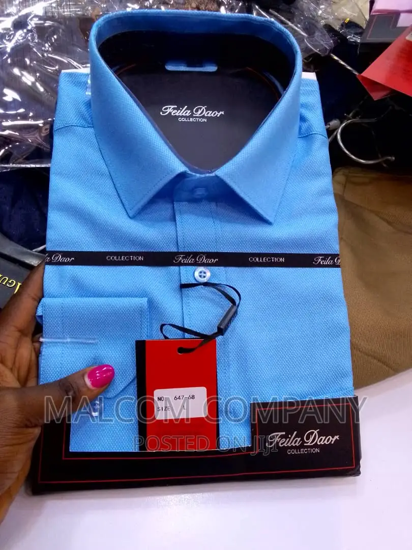 Sky Blue Men Cotton Shirts