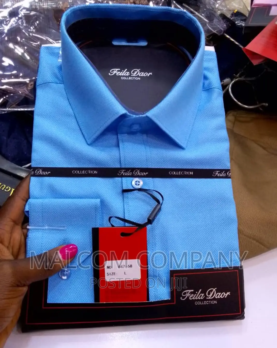 Sky Blue Men Cotton Shirts