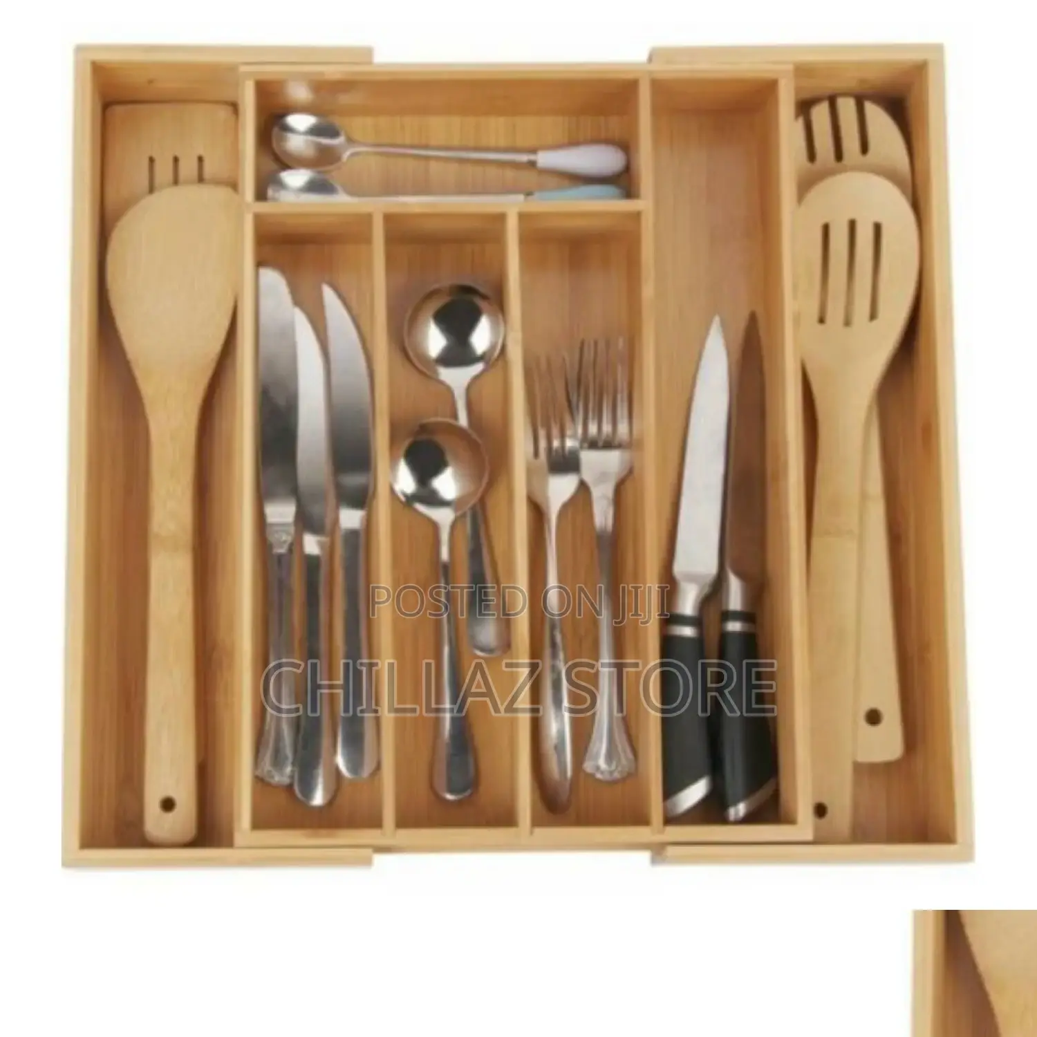 Bamboo Drawer Cutlery Organizer.