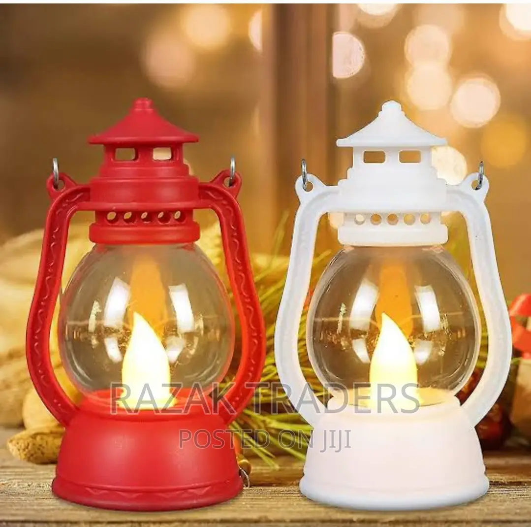 Led Decorative Candle Lantern, Black, White